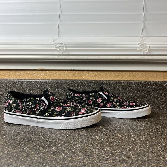 VANS Off The Wall Canvas Sneaker Shoes Womens Sz 8 Low Top Slip On Floral Casual - Picture 4 of 11